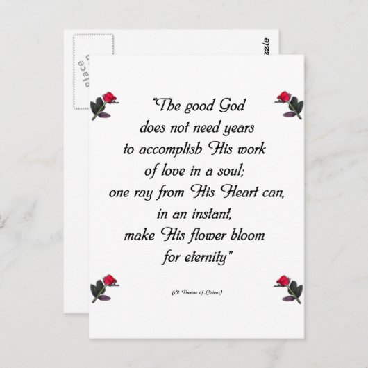Saint Therese Zitat Postkarte (Vorne/Hinten)