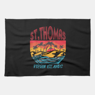 Saint Thomas Jungfrau Islands Surfing Beach Ocean  Geschirrtuch
