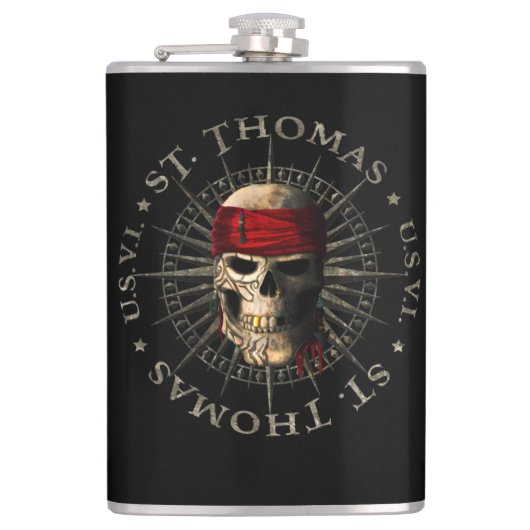Saint Thomas USVI Pirate Skull Flachmann (Vorderseite)