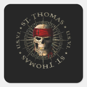 Saint Thomas USVI Pirate Skull Quadratischer Aufkleber