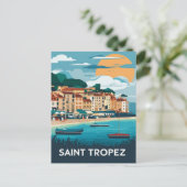 Saint Tropez France Beach Travel Postkarte (Stehend Vorderseite)