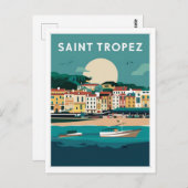 Saint Tropez France Illustration Postkarte (Vorne/Hinten)