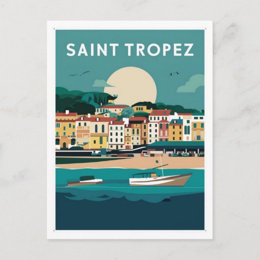 Saint Tropez France Illustration Postkarte (Vorderseite)