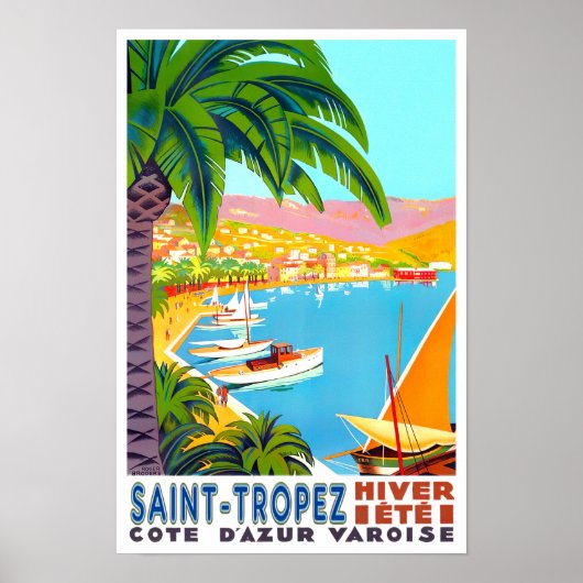 Saint Tropez Frankreich Vintage Reise Poster (Vorne)