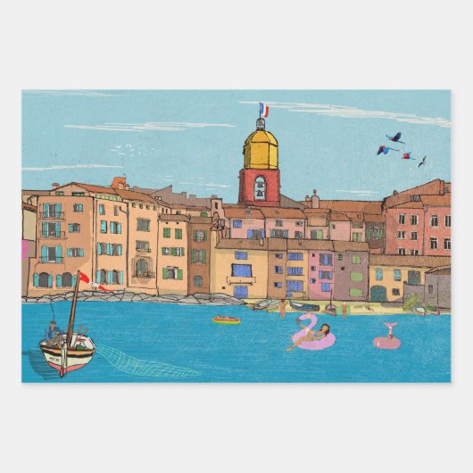 Saint-Tropez Habour View Frankreich Geschenkpapier Set (Vorderseite 3)