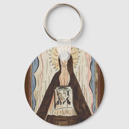 Saint Veronica Jesus konfrontiert Vintage Kunstmal Schlüsselanhänger (Vorderseite)