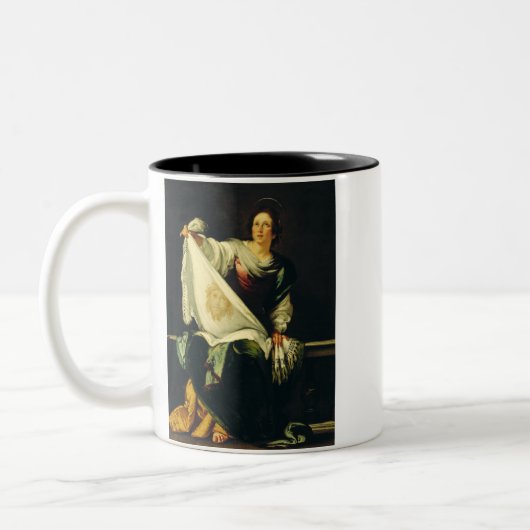 Saint Veronica von Bernardo Strozzi Zweifarbige Tasse (Links)