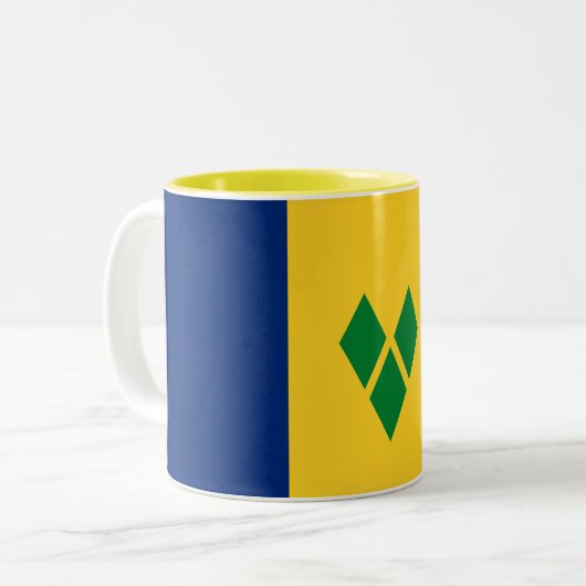 Saint Vincent Flag Zweifarbige Tasse (Vorderseite Links)
