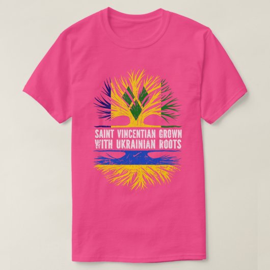 Saint-Vincentian Grown mit ukrainischer Roots-Fahn T-Shirt (Design vorne)