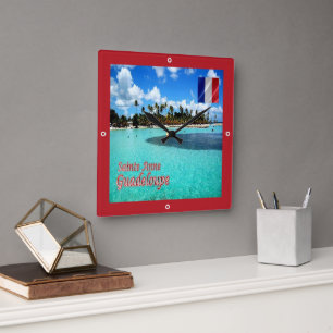 SAINTE ANNE BEACH, Guadeloupe, Quadratische Wanduhr