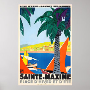 Sainte-Maxime Côte d'Azur Frankreich Vintage Reise Poster