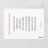 Saints Joachim und Anna Postcard Postkarte (Rückseite)