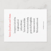 Saints Joachim und Anna Postcard Postkarte (Rückseite)