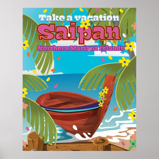 Saipan Insel Reiseplakat . Poster (Vorne)