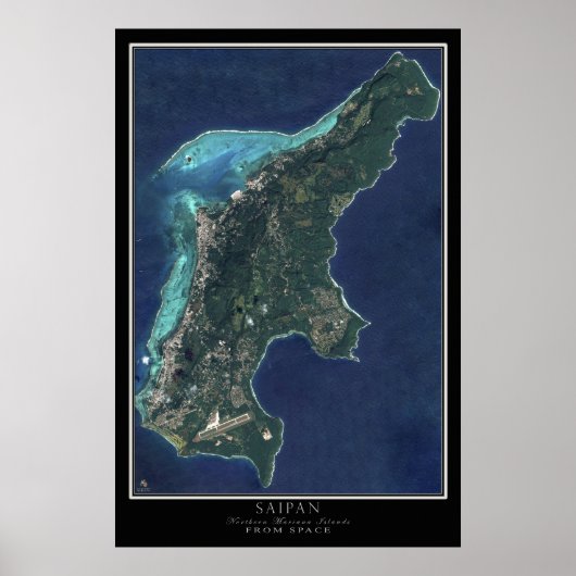 Saipan - Nördliche Mariana-Inseln - Satellitenkart Poster (Vorne)