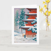 Saishoin Tempel in Snow, Hasui Kawase, Woodcut Karte (Gelbe Blume)