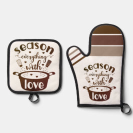 Saison Alles mit Liebe ❤️ Ofenhandschuh & Topflappen-Set