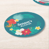 Saison: Aloha Hawaiian Runder Pappuntersetzer (Angewinkelt)