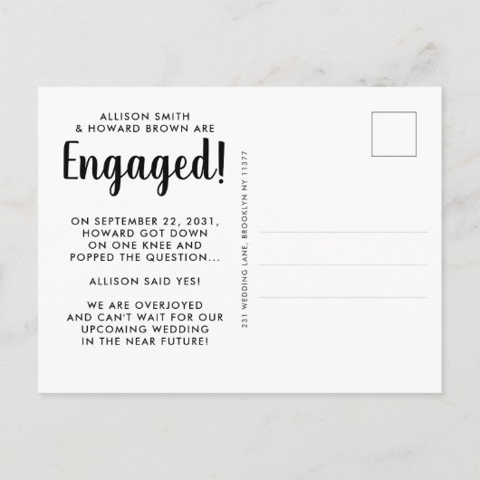 Saison bis Sparkasse Verlobte Foto Urlaub Verlobun Ankündigungspostkarte (Rückseite)