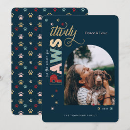 Saison für Pawsitivity Fun Navy Blue Pet Hund Foto Feiertagskarte