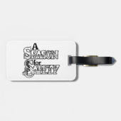Saison für Sicherheit Schwarz/Weiß Motivierend Gepäckanhänger (Rückseite horizontal)