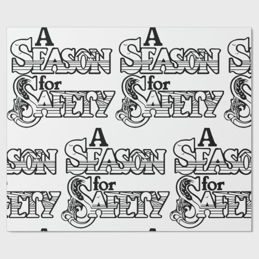 Saison für Sicherheit Schwarz/Weiß Motivierend Geschenkpapier (Flach)