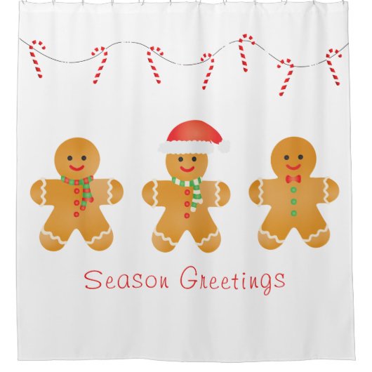 Saison Greetings Gingerbread Männer Duschvorhang (Vorderseite)