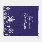 Saison Greetings Snowflakes | Blaue ⭐ ⭐ ⭐ ⭐ ⭐ Fleecedecke (Vorderseite (Horizontal))