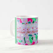 Saison Gruß Kunstdesign grün rosa weiß Kaffeetasse (Vorderseite Links)