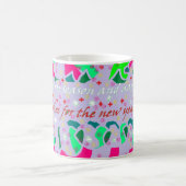 Saison Gruß Kunstdesign grün rosa weiß Kaffeetasse (Mittel)
