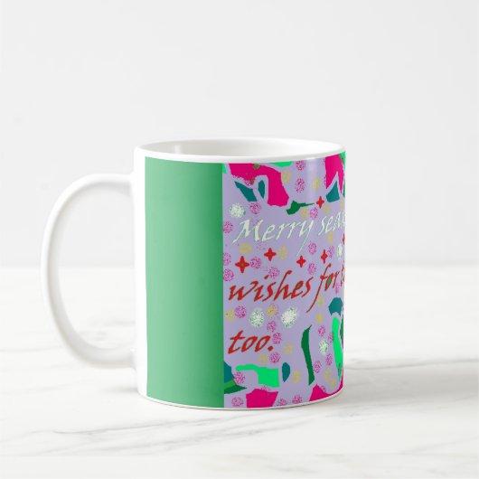 Saison Gruß Kunstdesign grün rosa weiß Kaffeetasse (Links)