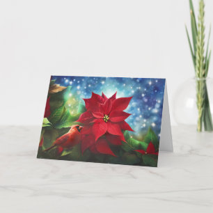 Saison Gruß mit Kardinal und Poinsettia Karte