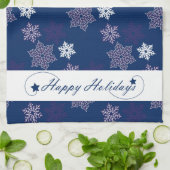 Saison Grüße Schneeflocken auf Navy Blue Küchentuch (Gefaltet)