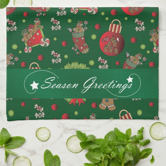 Saison Grüße Weihnachten Gingerbrot Männer Handtuch (Gefaltet)