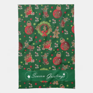 Saison Grüße Weihnachten Gingerbrot Männer Handtuch