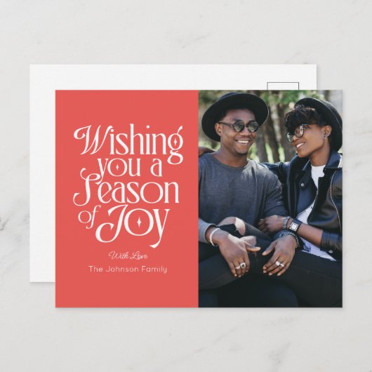 Saison Joy Holiday Foto Post Card Personalisiert Postkarte (Vorne/Hinten)