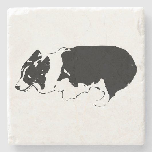 Saison mit Corgi-Charme Steinuntersetzer (Vorderseite)