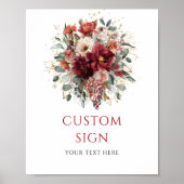 Saisonale burgunder-goldene Blumen Boho individuel Poster (Vorne)