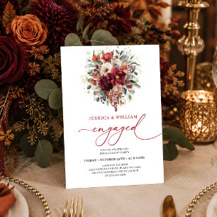 Saisonale burgunder-goldene florale bohemian Verlo Einladung