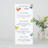 Saisonale Cocktailkarte mit Strandfarbe Erdbeere Menükarte (Stehend Vorderseite)