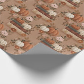 Saisonale Fall Pumpkin und Bücher Geschenkpapier (Ecke)