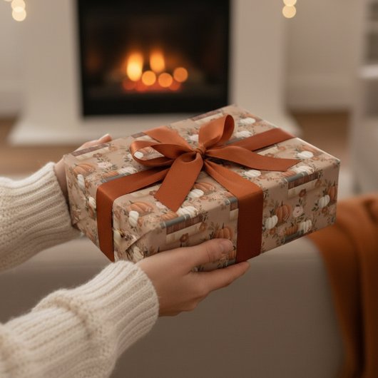 Saisonale Fall Pumpkin und Bücher Geschenkpapier