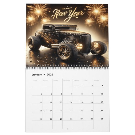 Saisonale Frisierte Autos im Urlaub 20XX Kalender (Jan 2026)
