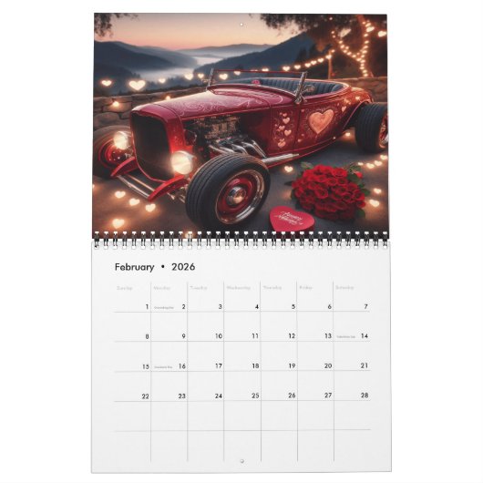 Saisonale Frisierte Autos im Urlaub 20XX Kalender (Feb 2026)