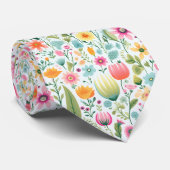 Saisonale Frühlingsblumen Krawatte Schlips (Gerollt)