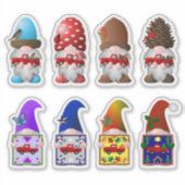 Saisonale Gnome mit kleinen roten LKWs Aufkleber (Vorderseite)