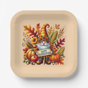 Saisonale Happy Thanksgiving Gnom Party  Pappteller