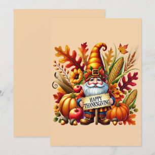 Saisonale Happy-Thanksgiving-Gnomen-Grußkarte Feiertagskarte