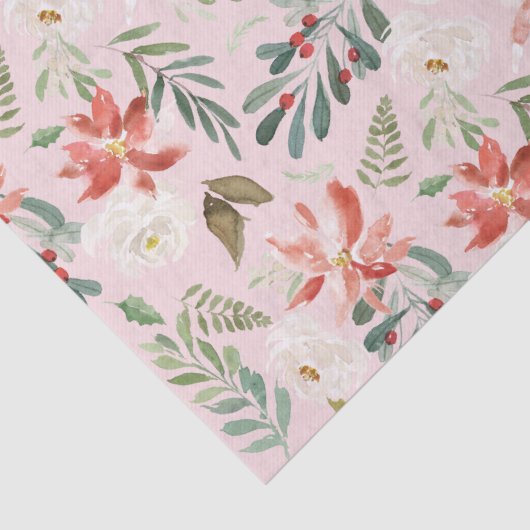 Saisonale Hasenbeeren Poinsettia Pastellmuster Seidenpapier (Detail)