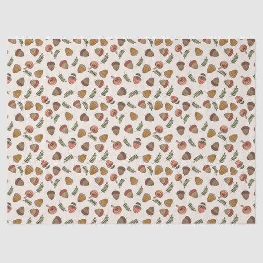 Saisonale Herbst-Pilze und Acorns Seidenpapier (Vorderseite)